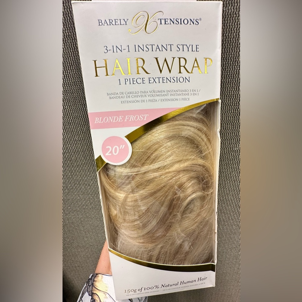 Barely Xtensions 3-in-1 Instant Hair Wrap 1 piece extension Blonde Frost 20”